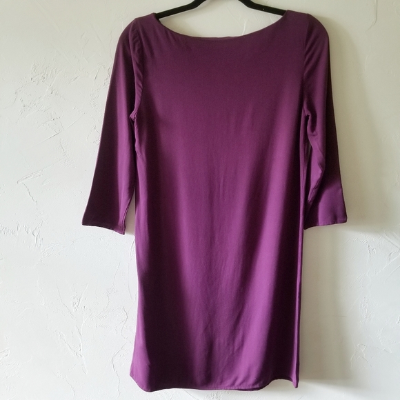 NEW JustFab Women's XS Boysenberry Shift Dress 3/4 Sleeves Basic Rayon Boatneck - Picture 6 of 10